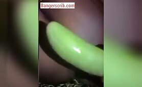 Horny Babe Inserts Very Huge Cucumber in Her Pussy