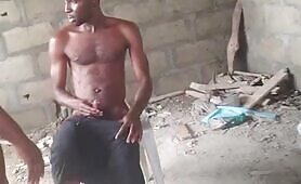 Doggy sex in incomplete building