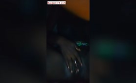 African girl doing self service 