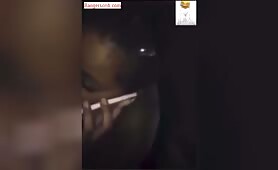 Cheating girlfriend on the phone with her bf while sucking dick