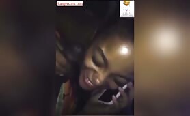 Cheating girlfriend on the phone with her bf while sucking dick