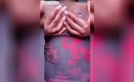 Ebony Babe Pressing Her Big Breast