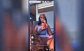 Ebony Bitch “Tsunamii xo” In Mini Gown On Live Stream Displaying Her Pussy To The Camera Outdoor