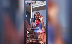 Ebony Bitch “Tsunamii xo” In Mini Gown On Live Stream Displaying Her Pussy To The Camera Outdoor