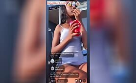 Ebony Bitch “Tsunamii xo” In Mini Gown On Live Stream Displaying Her Pussy To The Camera Outdoor