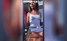 Ebony Bitch “Tsunamii xo” In Mini Gown On Live Stream Displaying Her Pussy To The Camera Outdoor